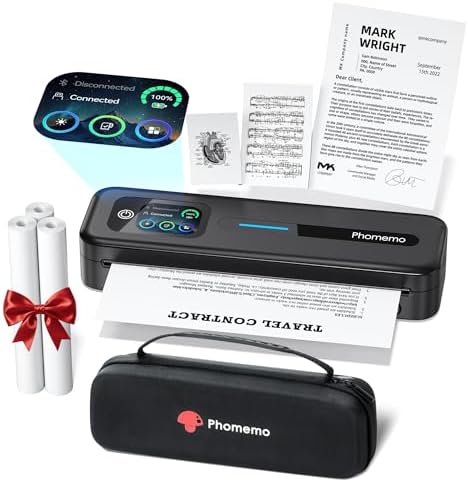 Phomemo M832D Touchscreen Inkless Portable Printer with Case & 3 Roll Paper by Phomemo