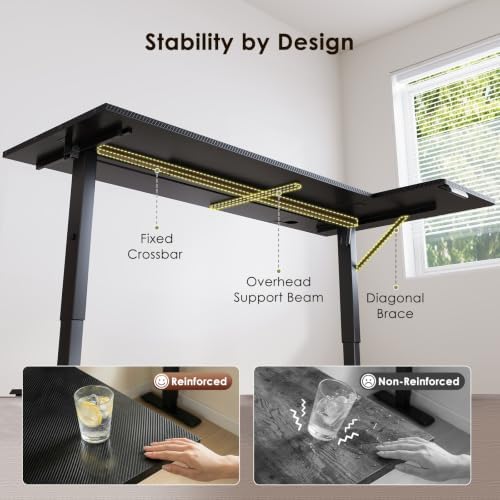 OffiGo 71" Reversible L Shaped Electric Standing Desk, Carbon Fiber Black - Image 6