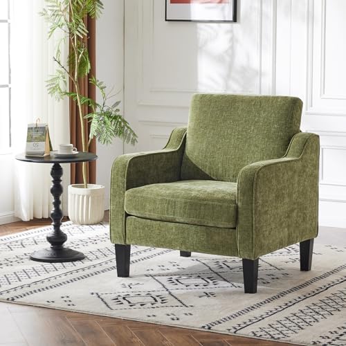 VINGLI Olive Green Accent Chair, Upholstered Armchair for Living Room - Image 2