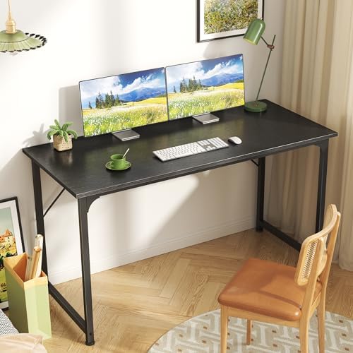 Huuger 48 Inch Office & Gaming Desk with Storage, Modern Simple Design, Large Legroom, Black Metal Frame - Image 5