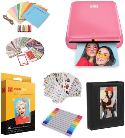 Kodak Step Instant Color Photo Printer with Bluetooth/NFC, ZINK Technology & Kodak App for iOS & Android (Pink) Starter Bundle by Unknown
