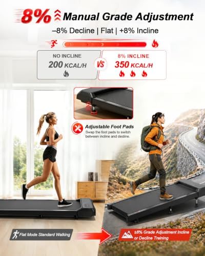 Walking Pad Treadmill with 8% Incline, Under Desk Treadmill for Home Office - Image 2