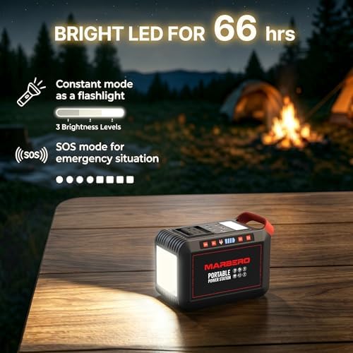 MARBERO 200W Portable Power Station 148Wh Camping Solar Generator Laptop Power Bank with AC Outlet 110V, DC, USB QC3.0, LED Flashlights for CPAP Home Outdoor Trip Emergency Backup - Image 5