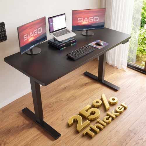 SIAGO Electric Standing Desk Adjustable - 48 x 24 Inch Sit Stand up Desk with Cable Management - 3 Memory Preset Adjustable Height Table by SIAGO