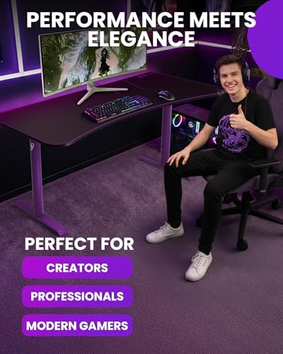 Arozzi Arena Ultrawide Curved Gaming Desk Purple - Image 5