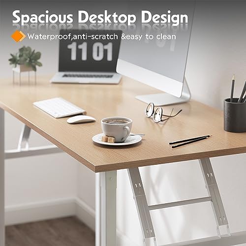 Need Small Computer Desk 31.5x15.7 Inch Folding Home Office Table Pink Oak - Image 4