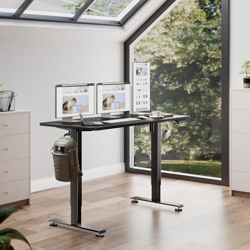Veken 39.4 Inch Large Electric Standing Desk, Gaming Table, Black - Image 2