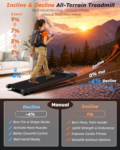 Walking Pad with Incline 9% & Decline -4% 5 Level, Under Desk Treadmill - Image 2