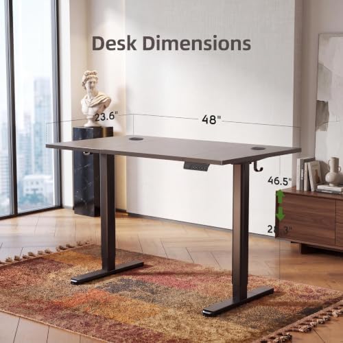 Claiks 48 Inch Electric Standing Desk Adjustable Desk, Dark Black - Image 3