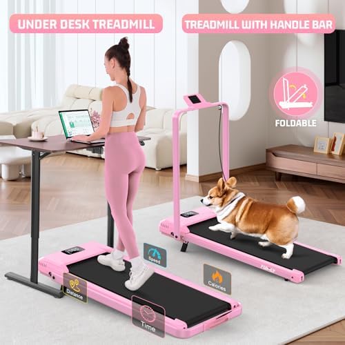 FUNMILY Upgrade Walking Pad Folding Treadmill with 12%/15% Incline & Handle Bar, 3.5HP Foldable Under Desk Compact Treadmills for Home/Office/Gym, 400+lb Capacity, Shock Absorption - Image 3