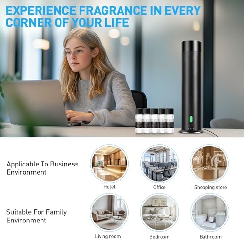 Waterless Diffuser Starter Kit with 5 Scent Oils - Cold Air Diffuser Machine for Home, Hotels and Large Room, 1000 Sq.Ft Coverage Hotel Scent Essential Oil Diffuser, Remote Control, 4.05 Oz, Black-N - Image 6