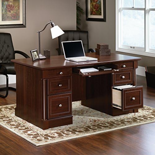 Sauder Palladia Office Desk with Drawers, Executive Desk with File Cabinet Storage, Cable Management, Keyboard Tray, in Select Cherry Finish - Image 4