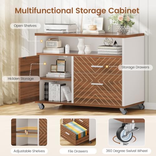 SEDETA 71" Executive Desk with Rolling File Cabinet, Large Office Desk with Drawers, L Shaped Computer Desk with Power Outlets, CPU Stand, Pegboard and Storage Shelves, White - Image 5