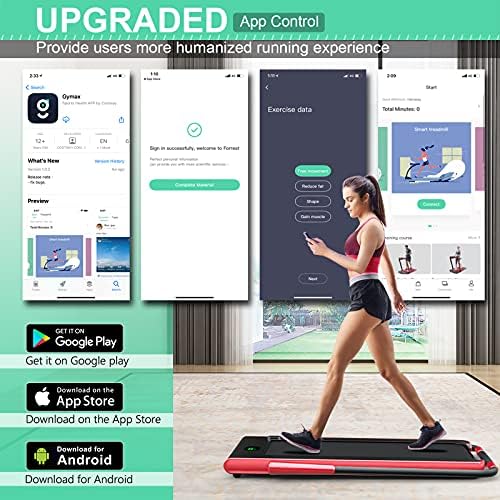 GYMAX Walking Pad, 2 in 1 Free Installation Under Desk Treadmill with Smart App, Remote Control & LED Display, 2.25HP Foldable Portable Compact Running Machine for Small Spaces Home Office - Image 2