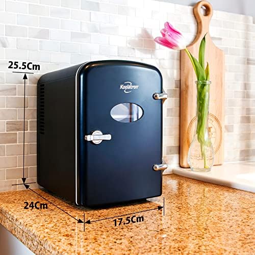 Koolatron Mini Fridge- Black Refrigerator 6 Can Portable Cooler for Bedroom Office Dorm Car Compact Fridge for Drinks Makeup Skincare Dual Power 12V 110V - Image 5