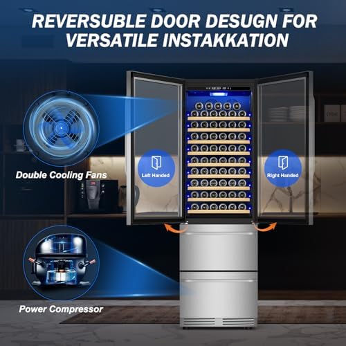 Velivi 24'' Wine and Beverage Refrigerator 2 IN 1 with Dual Drawer - Image 7