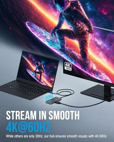 SABRENT 5-in-1 USB-C Hub, 10Gbps, 4K HDMI, 80W Laptop Charging (HB-TG5P) - Image 4
