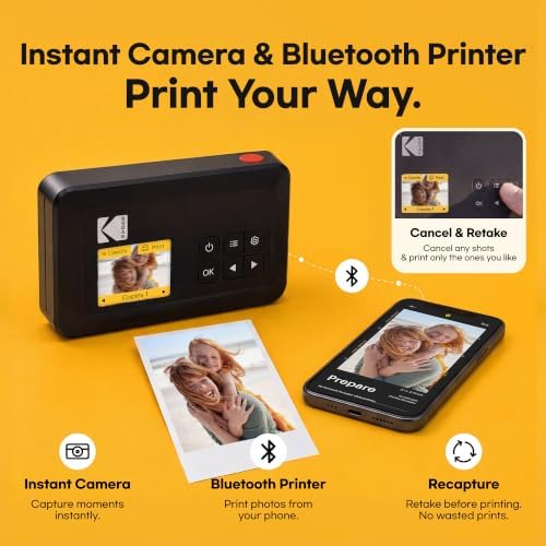 KODAK Mini Shot 2 Retro 2x3 Instant Camera, Photo Printer, 38 Sheet, White - Image 4