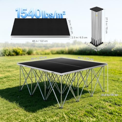 4x4 ft Foldable Stage Platform, 24" Portable Riser, Non-Slip - Image 2