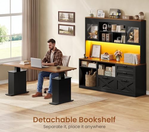 SEDETA 69" L Shaped Gaming Standing Desk with 4 Drawers, Storage Bookshelf - Image 4