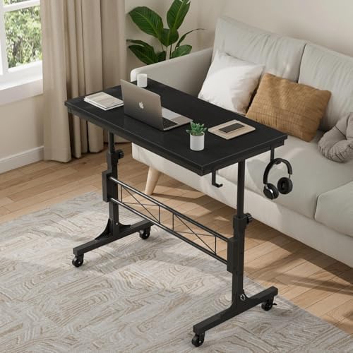 WINAZ Small Portable Rolling Standing Desk - 32 Inch Adjustable Height Mobile Teacher Podium on Wheels for Classroom, Stand Up Desks for Treadmill Walking Pad, Couch Sofa Side Laptop Table, Black - Image 6
