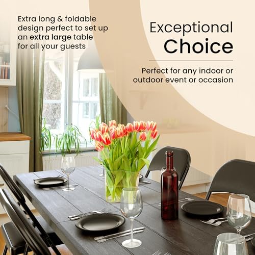 Our Modern Space 8 Feet Foldable Table with Built in Handle & Steel Legs | 8 FT Heavy Duty Portable | Perfect for Party, Dining, Wedding, Events, Picnic Indoor, Outdoor, Camping, Temporary - 8 Foot - Image 4