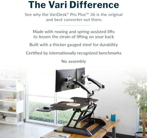 Vari Pro Plus 36 Standing Desk Converter – Spring-Loader Lift – Espresso - Image 3