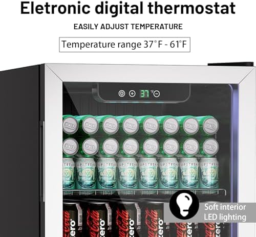 Erivess 3.1 Cu Ft Mini Fridge, 110 Cans Freestanding Beverage Refrigerator - Image 4