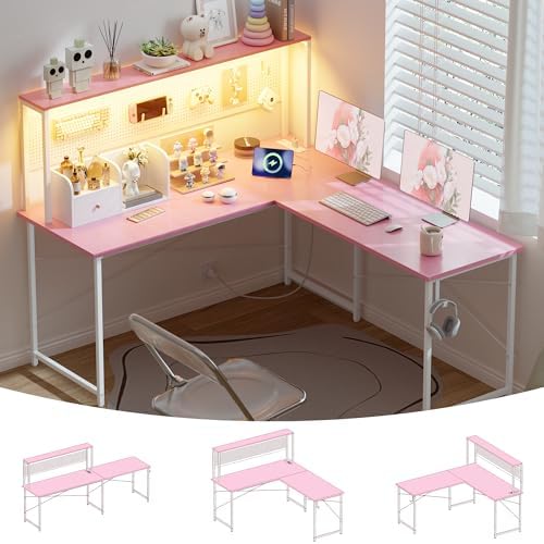 Pamray 60 Inch L Shaped Gaming Desk with Shelves and Storage by PAMRAY
