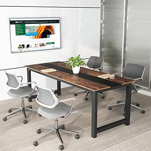 Tribesigns Modern Computer Desk, 70.8 x 31.5 inch Large Office Desk Computer Table Study Writing Desk Workstation for Home Office, Rustic/Black - Image 4