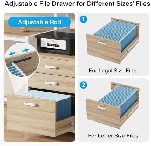 Tribesigns 63 Inch Computer Desk with File Drawer Cabinet, Home Office Desk - Image 6