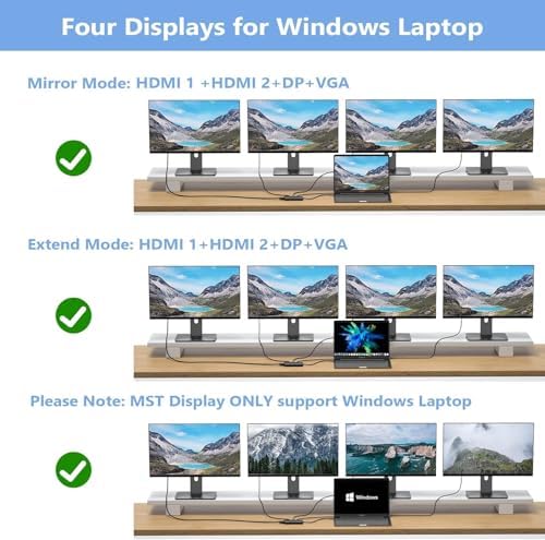 USB C Docking Station Dual Monitor for HP,Laptop Docking Station 3 Monitors - Image 5