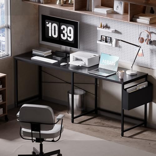 Pamray 47 Inch Reversible L Shaped Gaming Desk Corner Computer Desk with Storage Bag Home Office Table for Writing Study Black - Image 5