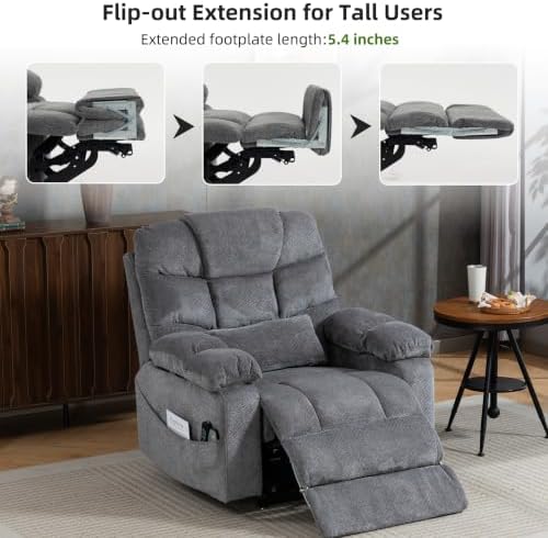 500lbs Heavy Duty Power Lift Recliner for Tall Man 6'5" Extended Footrest - Image 4
