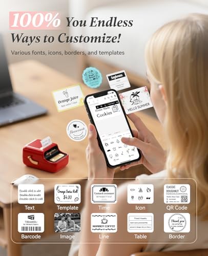 NIIMBOT B21 Label Printer,Bluetooth Thermal Label Maker,Ideal for Home Organization,Business,Ofice,50x30mm Labels,230Pcs(Red) - Image 6