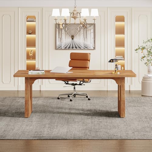 Tribesigns Modern Executive Desk, 70.9" Large Office Computer Desk, Conference Table Meeting Room Table, Simple Workstation Business Furniture for Home Office, Brown - Image 3