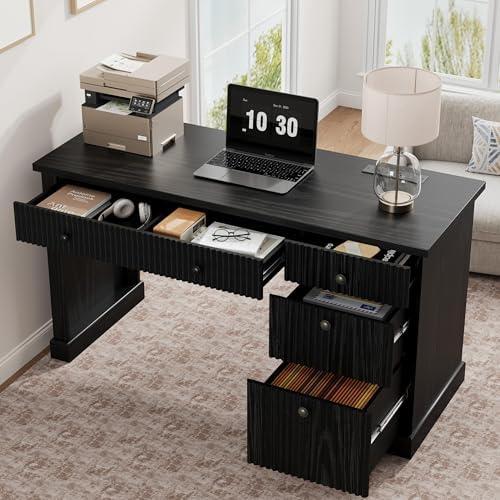 Garvee 54" Fluted Home Office Desk with File Drawer for Home Office - Image 3