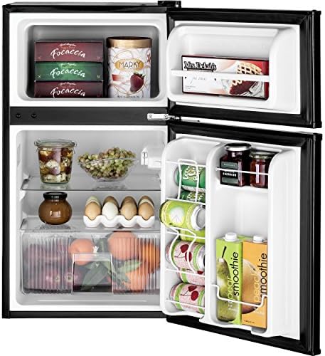 GE Double-Door Mini Fridge, Freestanding Compact Refrigerator with Freezer, 3.1 Cu Ft, Black, GDE03GGKBB - Image 5