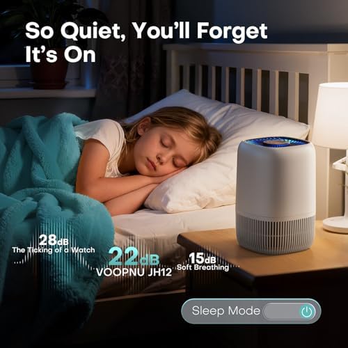 2 Pack of Air Purifier with High Efficience Filter, Fragrance Sponge Night Light Vital Breeze Timer 22dB, for Dust Pollen Smoke Odors, Office, Desktop, Home Bedroom Small Room, DH-JH12 White - Image 4