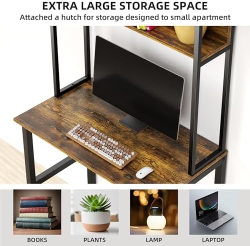 Aquzee Small Desk with Shelves, Computer Desk with Hutch, 31" - Image 4