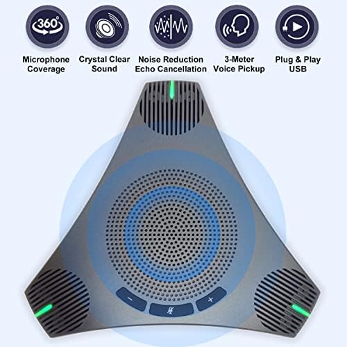 Conference Speaker and Microphone, USB Speakerphone Microphone with USB Hub - Image 2