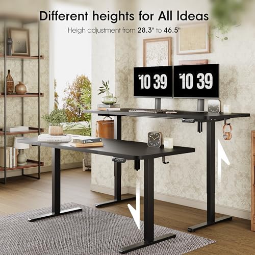Monomi Large Electric Standing Desk 71“x31.5“ Height Adjustable,Black - Image 4