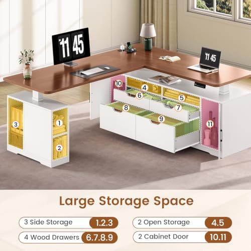 SEDETA Modern L Shaped Executive Electric Standing Desk with 4 Drawers - Image 4