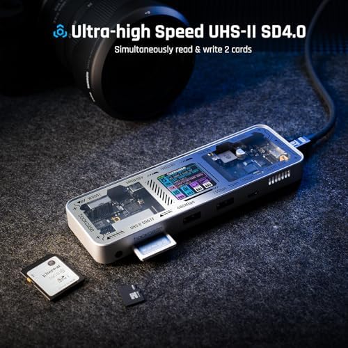 DOCKCASE Explorer Edition USB C Hub (10-in-1) with 4K@60Hz HDMI & DP, Gigabit Ethernet,1 USB-C and 3 USB-A Ports,100W Power Delivery, UHS-II TF/SD Card Slot for MacBook Air/Pro,XPS,and More - Image 4