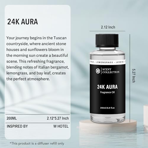 Luxury Hotel Scent 24K Aura Diffuser Oil 200ml Waterless Lemongrass Refill - Image 3