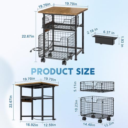 Mini Fridge Stand with Storage and Power Outlet, Small Refrigerator Stand - Image 6
