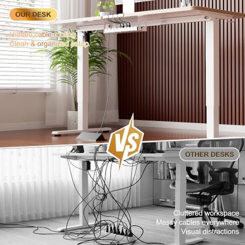 55 Inch Standing Desk with USB-C Port, Cable Management, White - Image 4