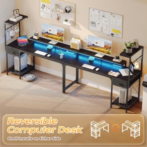 PRAISUN 55.1 Inch Gaming Desk with LED Lights & Power Outlets - Image 4