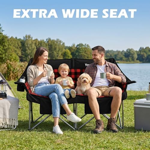 Youtanic 60" Extra Double Camping Chair for Adults, 700lbs Padded Loveseat - Image 3