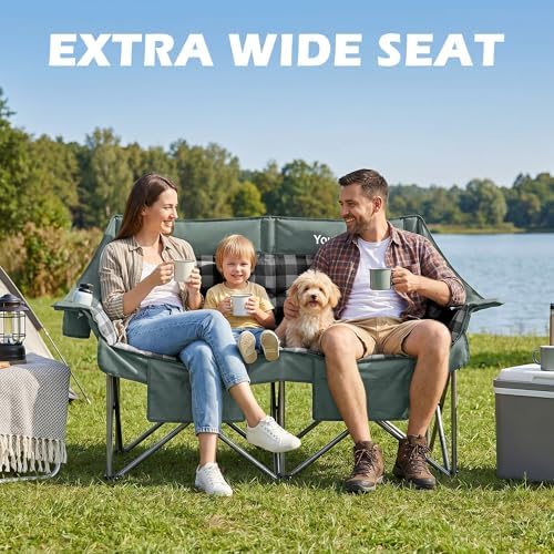 Youtanic 60" Extra Double Camping Chair for Adults, 700lbs Padded Loveseat - Image 3